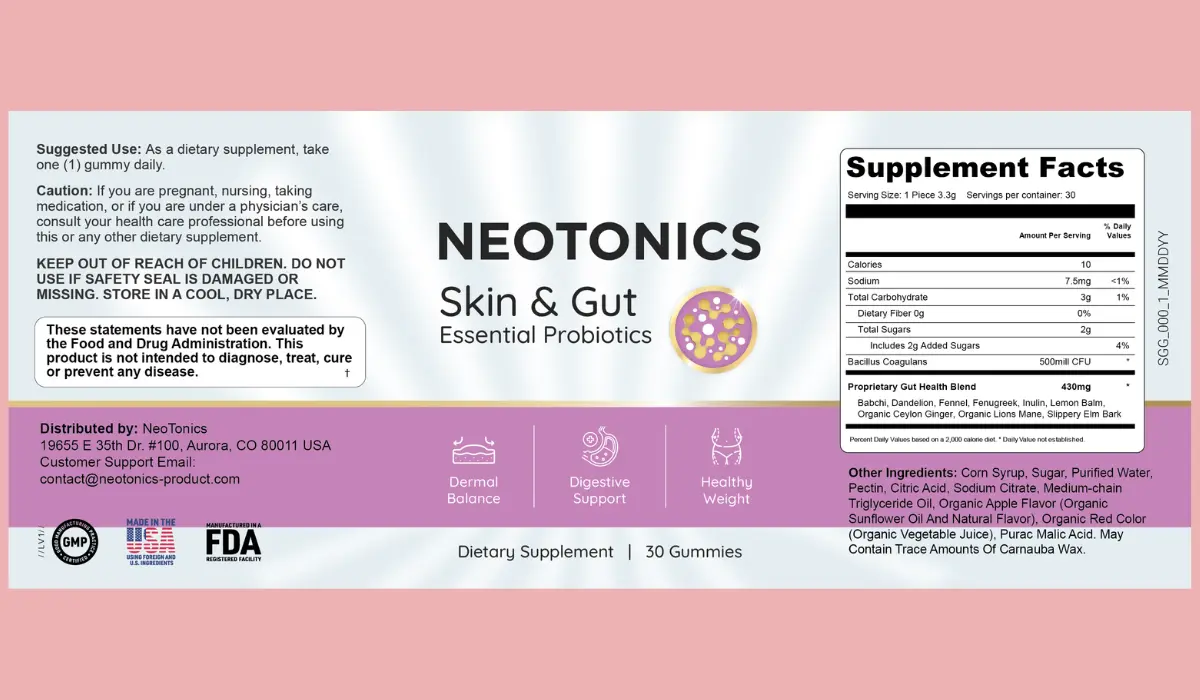 Neotonics Supplement Facts