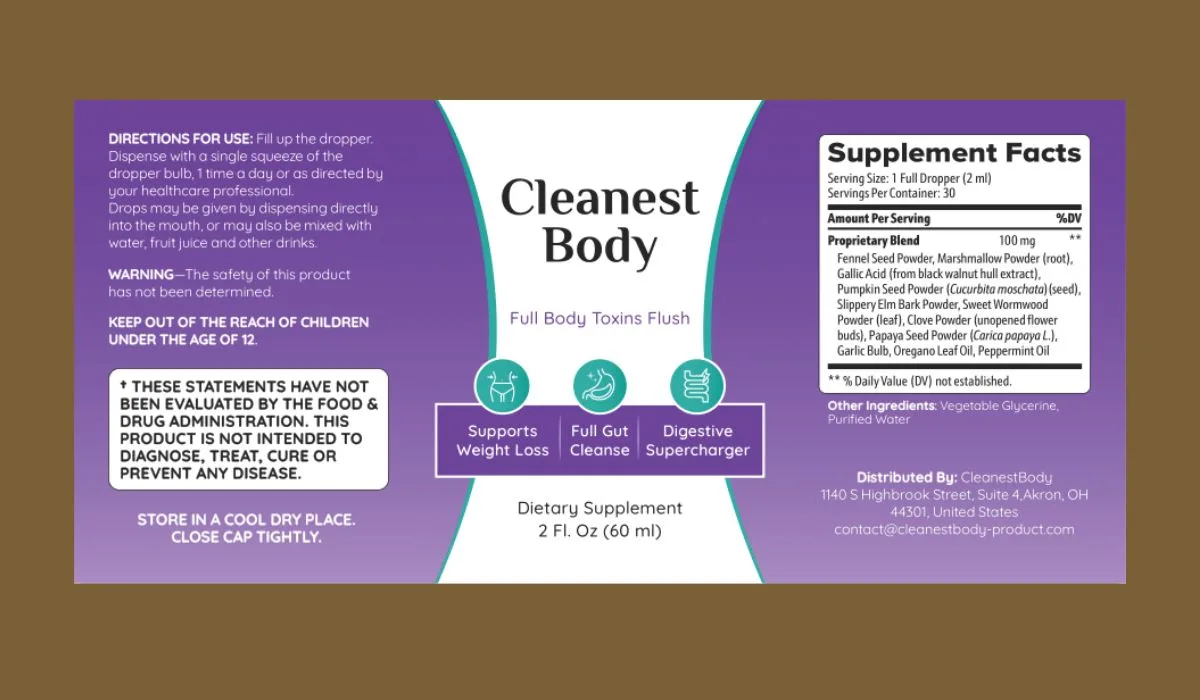 Cleanest Body Supplement Facts