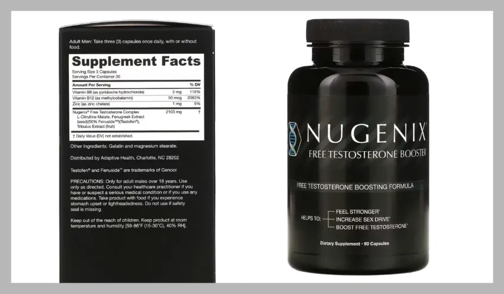 Nugenix Free Testosterone Booster Supplement Facts
